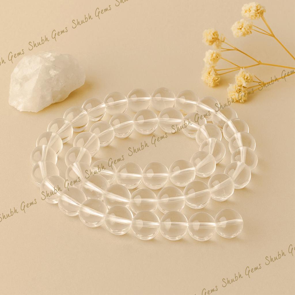 Clear Quartz (Sphatik) Beads Strand