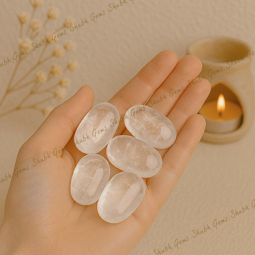 Clear Quartz Crystal Tumbles (5 Pcs)