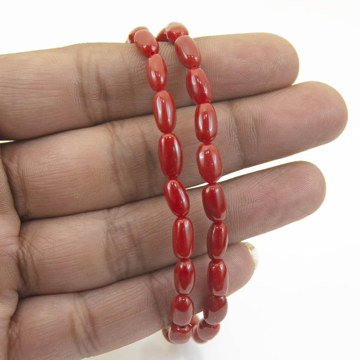 Red Coral Tumble Beads Bracelet