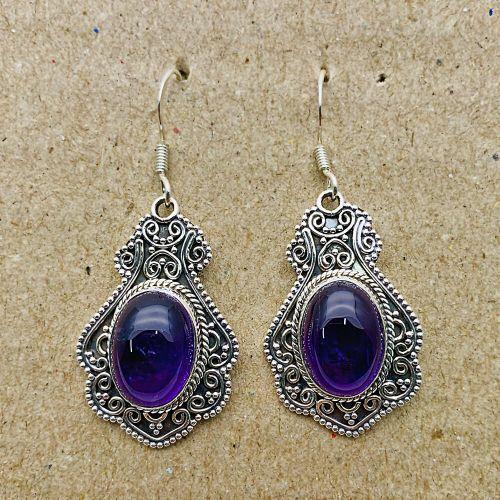Amethyst Gemstone Ethnic Earrings
