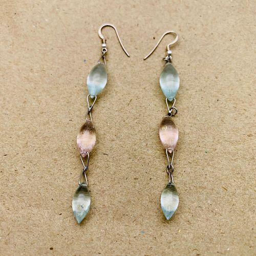 Aquamarine, Rose Quartz Earrings
