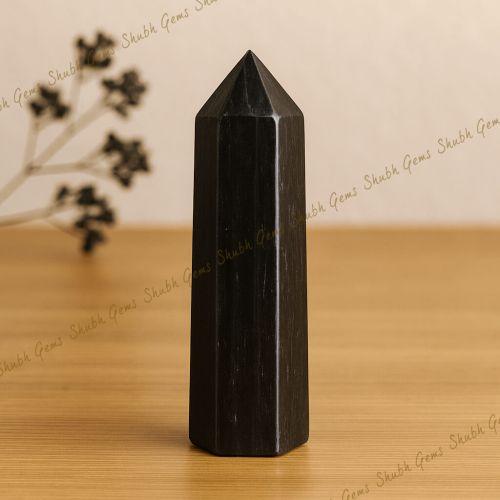 Shubh Gems Black Tourmaline Crystal Tower Point