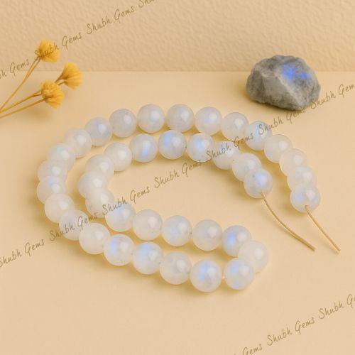 Shubh Gems Blue Rainbow Moonstone Beads Strand