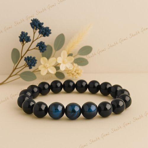 Shubh Gems Blue Tiger & Black Tourmaline Bracelet