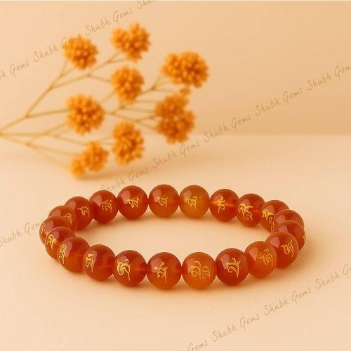 Buddhist Mantras Carnelian Bracelet