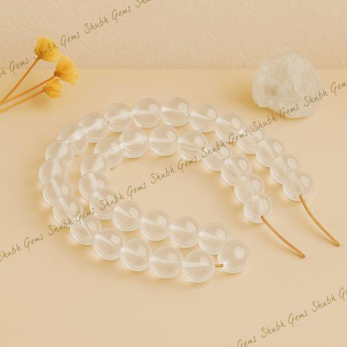 Shubh Gems Clear Quartz (Sphatik) Crystal Beads Strands