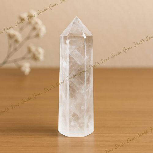 Shubh Gems Clear Quartz Crystal Tower Point