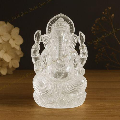 Shubh Gems Clear Quartz Ganesha