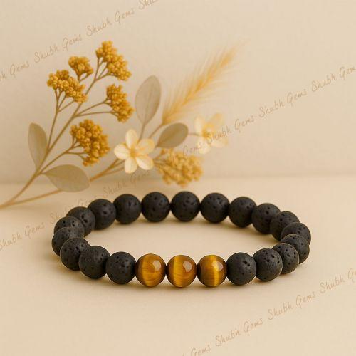 Shubh Gems Golden Tiger & Lava Bracelet