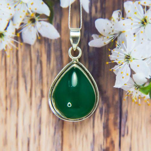 Green Onyx Silver Pendant