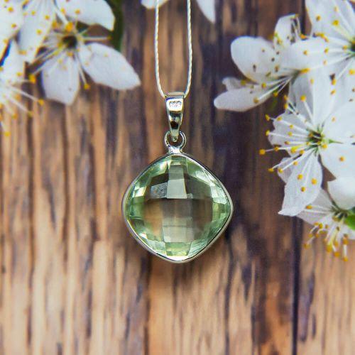 Green Mint Quartz Silver Pendant