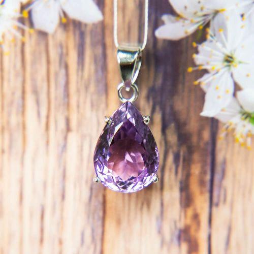 Amethyst Crystal Silver Pendant