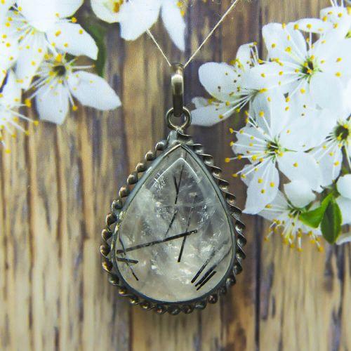 Rutilated Quartz Silver Pendant