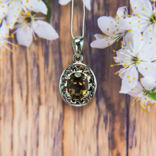 Smoky Quartz Silver Pendant