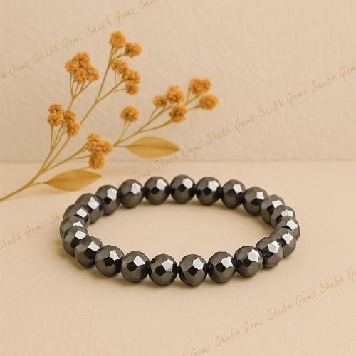 Shubh Gems Hematite Diamond Cut Bracelet
