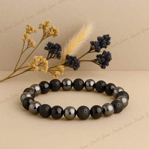 Shubh Gems Hematite, Tourmaline & Lava Bracelet