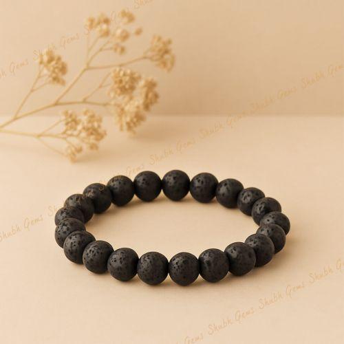 Shubh Gems Lava Stone Beads Stretchable Bracelet 