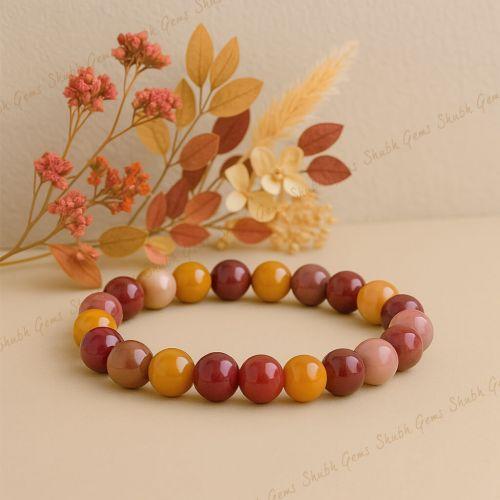 Shubh Gems Mookaite Crystal Bead Bracelet