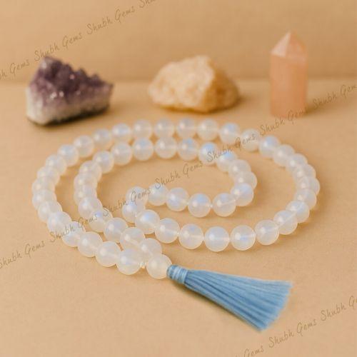 Shubh Gems Blue Rainbow Moonstone Beads Mala
