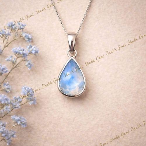 Blue Moonstone Silver Pendant