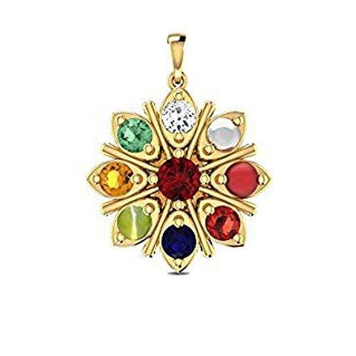 Navratna Gemstone Pendant in Gold
