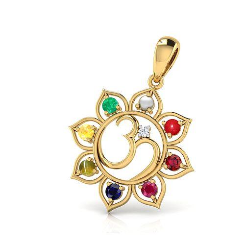 Navratna Gemstone Pendant in Gold