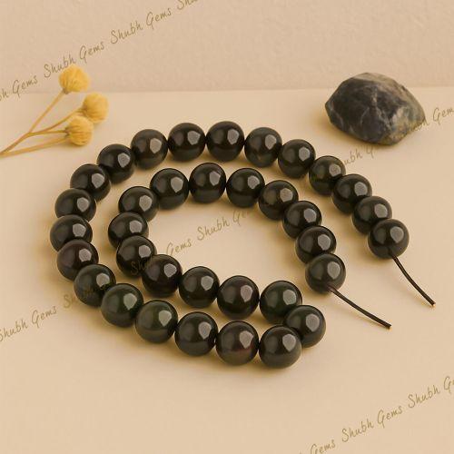 Shubh Gems Black Obsidian Beads Strand