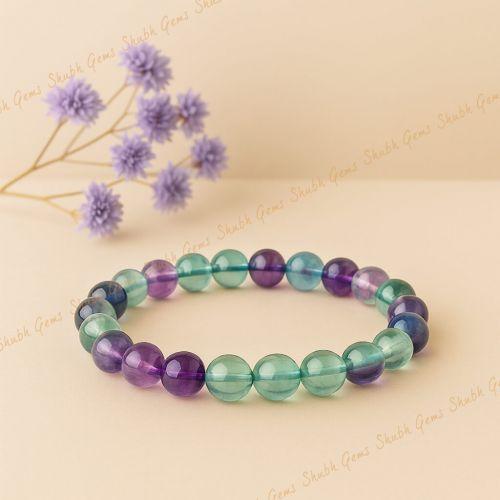 Shubh Gems Rainbow Fluorite Bead Bracelet