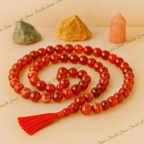 Shubh Gems Red Sulemani Hakik Beads Mala