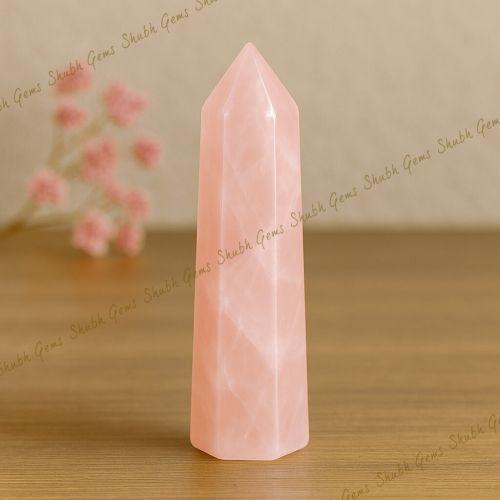 Shubh Gems Rose Quartz Crystal Tower Point