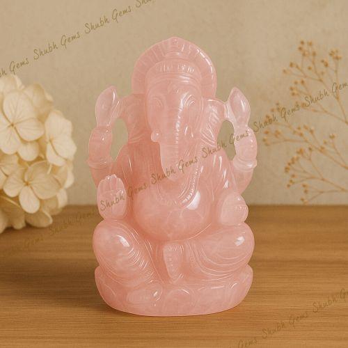 Shubh Gems Rose Quartz Ganesha