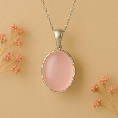 Rose Quartz Silver Pendant