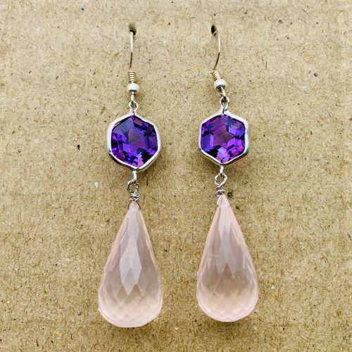 Amethyst & Rose Quartz Earrings