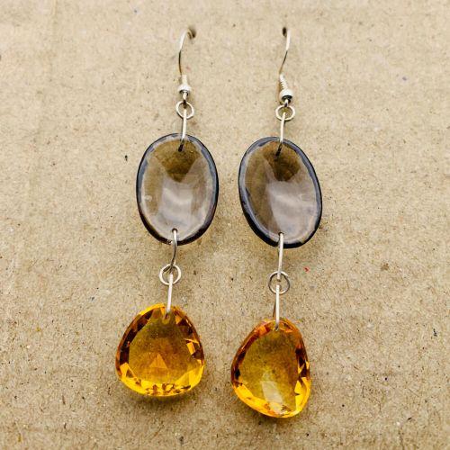 Citrine & Smoky Quartz Earrings