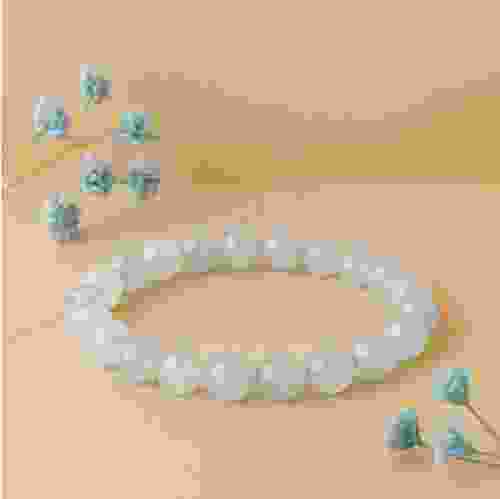 Aquamarine Beads Stretchable Bracelet 