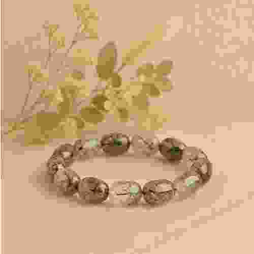 Black Rutilated Tumble Beads Bracelet