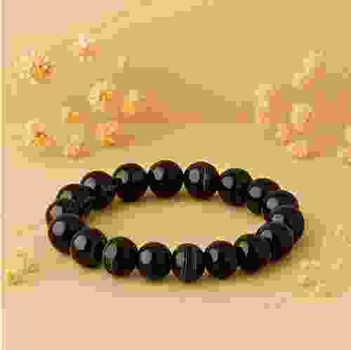 Black Agate (Hakik) Gemstone Bracelet  