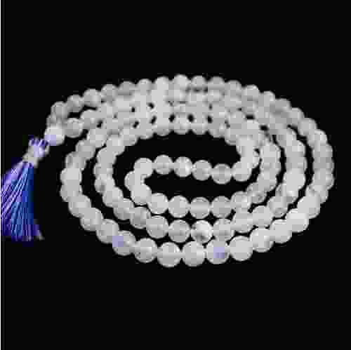 Blue Rainbow Moonstone Beads Mala