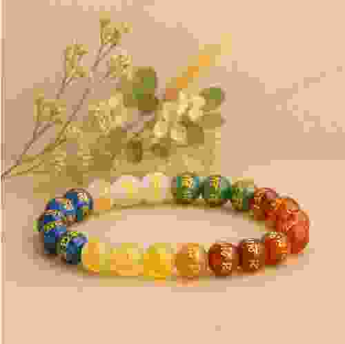 Chakra Beads with Buddhist Mantra Bracelet