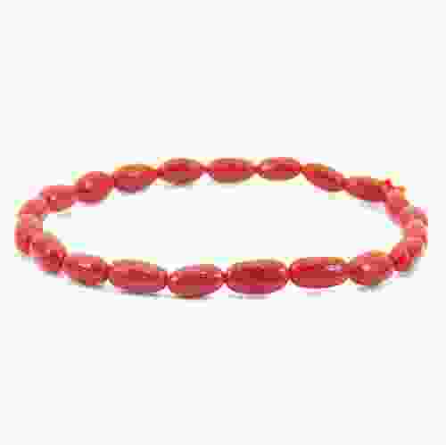 Red Coral Tumble Beads Bracelet