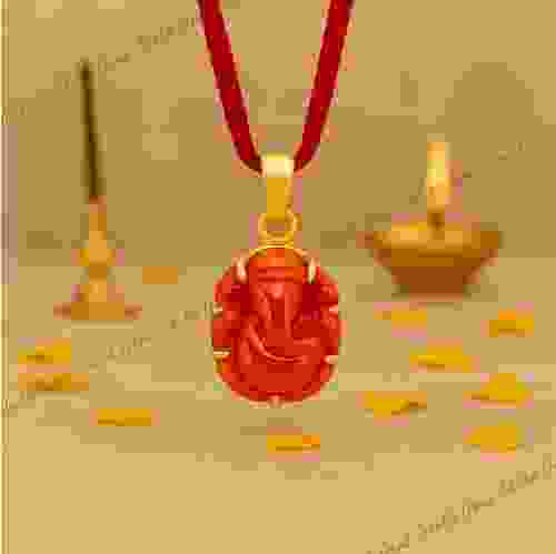 Red Coral (Moonga) Ganesha Gold Pendant
