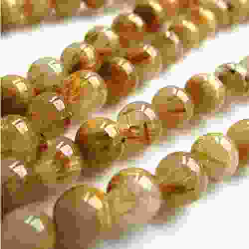 Natural Golden Rutilated AAA Quality Gemstone Beads String 