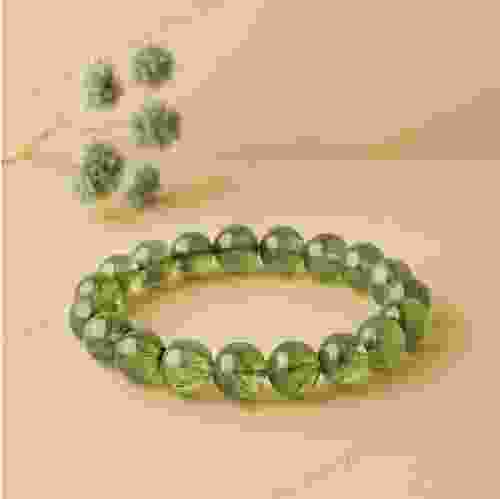 Natural Green Rutilated Gemstone Bracelet