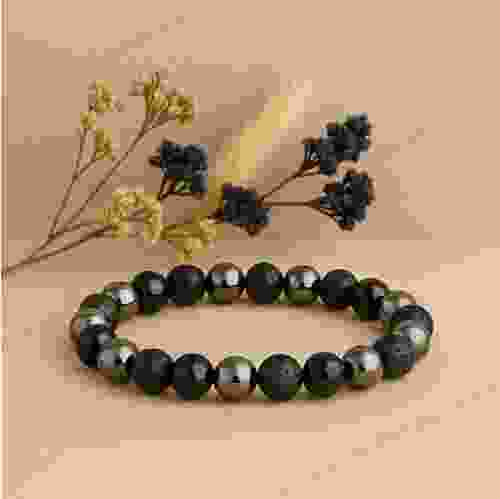 Hematite, Tourmaline & Lava Bracelet
