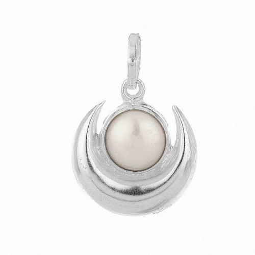 Half Moon Pearl Pendant with Silver