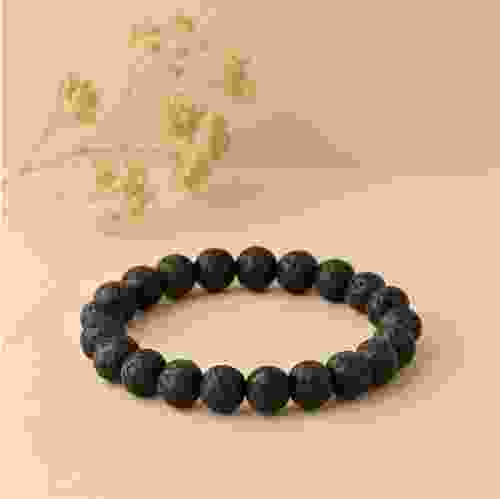 Lava Stone Beads Stretchable Bracelet 