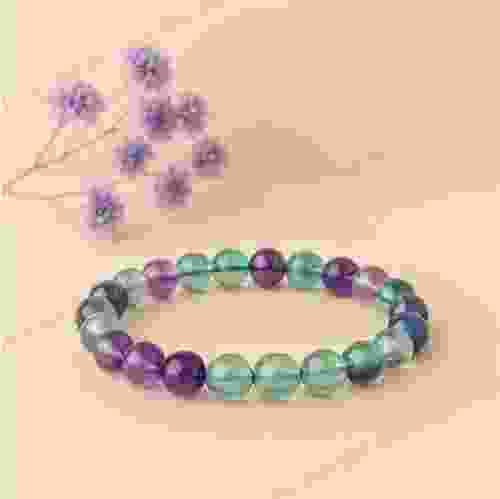 Shubh Gems Rainbow Fluorite Bead Bracelet