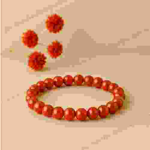 Shubh Gems Red Coral Bead Bracelet