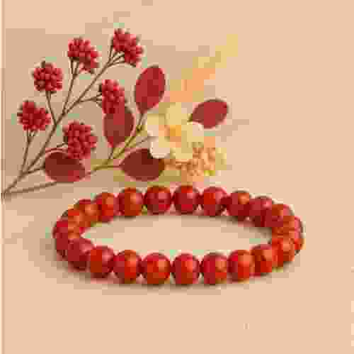 Shubh Gems Red Coral Bead Bracelet (7MM)