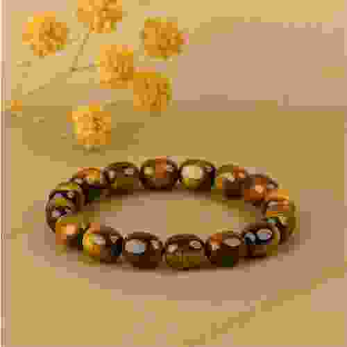 Shubh Gems Tiger Eye Tumble Bead Bracelet